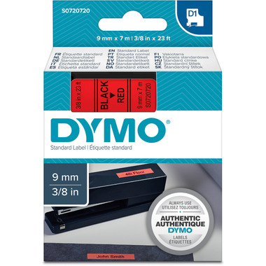 DYMO Ruban D1 noir/rouge S0720720 9mm/7m
