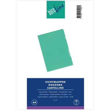 BÜROLINE Sichtmappen PP A4 667303 grün, matt 10 Stück