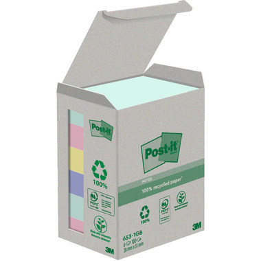 POST-IT Sticky Notes Ricycl. 38x51mm 653-1GB arcobaleno 6x100 fogli