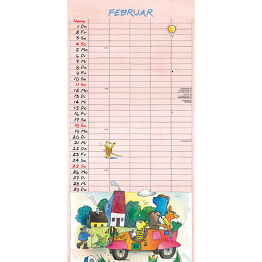 ALPHA EDITION Janosch Familienplaner 103509 22x45cm 2024