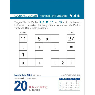 HARENBERG Abreisskalender Brain Jogging 2103700 DE, 12,5 X 16cm 2024
