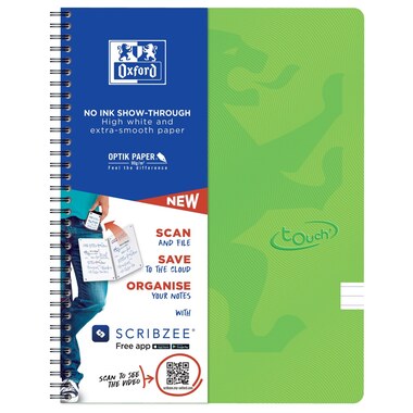 OXFORD Touch Spiralheft 400118800 A4, liniert 70 Blatt, hellgrün