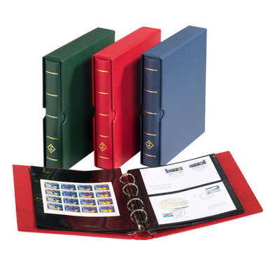 Ringbinder OPTIMA F für Briefmarken, blau Inkl. Schutzkassette, 240 x 280 x 55 mm