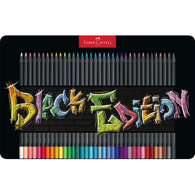 FABER-CASTELL Crayon Black Edition 116437 36 couleurs, boîte métal