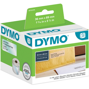 DYMO Adressetiketten PP 89x36mm S0722410 transp., permanent 260 Stk.
