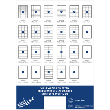 BÜROLINE Etiketten 64,6x33,8mm 500021 weiss 2400 Stück
