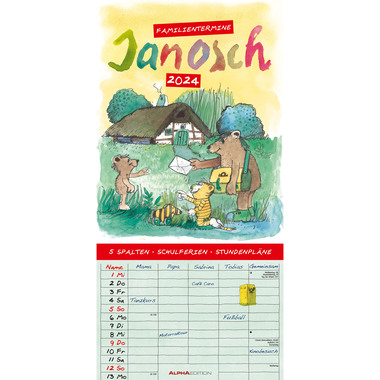 ALPHA EDITION Janosch Familienplaner 103509 22x45cm 2024