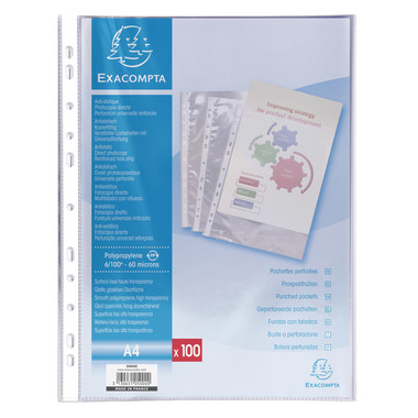 EXACOMPTA Zeigetaschen, glatt A4 5000E PP, gelocht, 60my