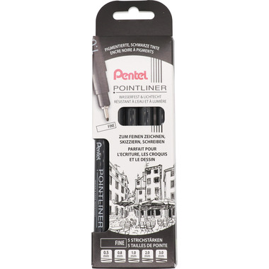 PENTEL fineliner Pigment 5er Set YS20P-5F POINTLINER nero bene