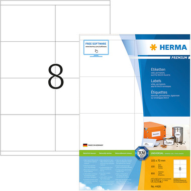 HERMA Étiquet. univers. 105x70mm 4426 blanc 800 pcs./100 flls.