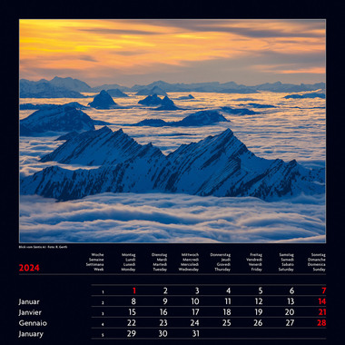 CALENDARIA Impression Switzerland 2024 43494641 D/F/I/E, 30x30cm