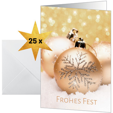 SIGEL Weihnachtskarten A6 DS091 Weihnachtskugeln 25 Stück