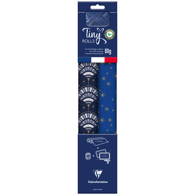 CLAIREFONTAINE Tiny Rolls Set blau/gold 223892C 5x0.35m inkl. Band