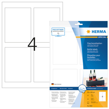 HERMA Flaschenetik. 8882 8882 90x120mm 40Stk. 10 Blatt