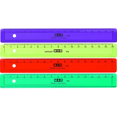 M+R Flachlineal 16cm 1116-0150 farbig ass.