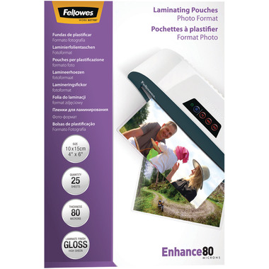 FELLOWES Laminiertasche 10x15cm 5440602 glanz, 80my 25 Stk