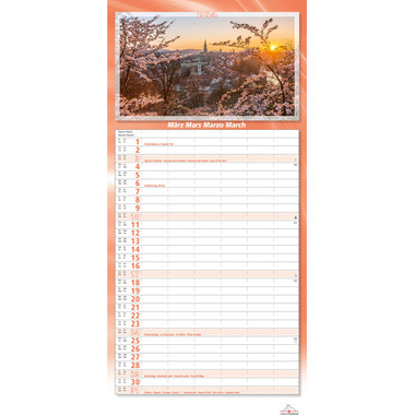 CALENDARIA Family Calender Switzerland 43494622 D/F/I/E, 23.5x50cm 2024