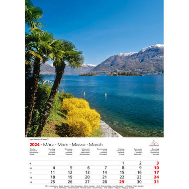 CALENDARIA Swiss Souvenirs 2024 43494605 D/F/I/E, 23x31.5cm