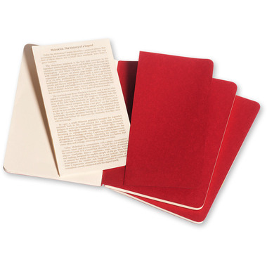 MOLESKINE Notizheft Cahier A6 097-0 blanko, rot 3 Stück
