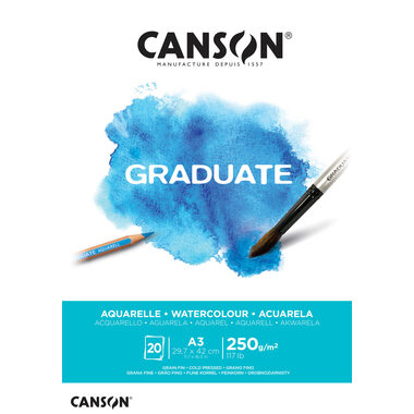 CANSON Graduate Aquarelle A3 400110375 20 Blatt, weiss, 250g