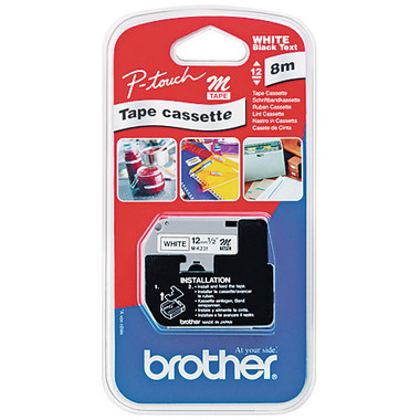 PTOUCH Band,nicht lam. schwarz/weiss M-K231SBZ zu PT-65/75/85/110 12mm/4m