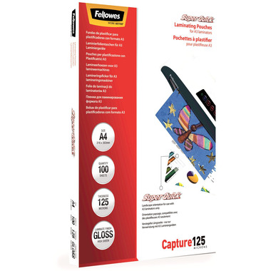 FELLOWES Laminiertasche A4 5440101 glanz, 125my 100 Stk