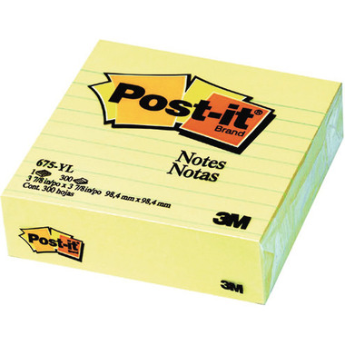 POST-IT Sticky Notes 100x100mm 675-YL giallo, 300 fogli, rigato