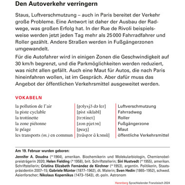 HARENBERG Abreisskalender Französisch 2110900 DE, 12,5 X 16cm 2024