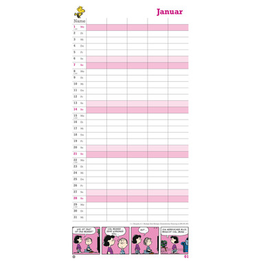 HEYE Familienplaner Peanuts 1589 DE, 21x45cm 2024
