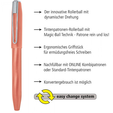 ONLINE Rollerball Slope 0.5mm 26067/3D Sunny Peach bleu