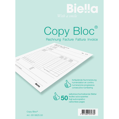 BIELLA Rechnung COPY-BLOC D/F A6 51362500U selbstdurchschreib. 50x2 Blatt