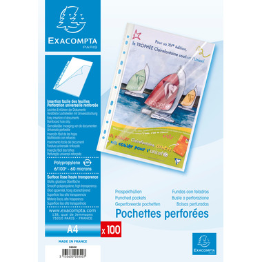 EXACOMPTA Zeigetaschen, glatt A4 5800E PP, gelocht, 60my