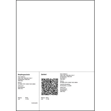 NEUTRAL Einzahlungsschein QR-Code 88315747 A4 80g, 1000 Stk. perforiert