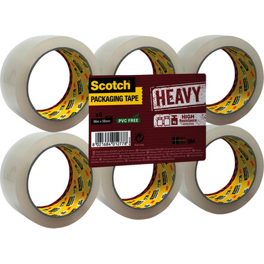 SCOTCH Verpackungsband 50mmx66m HV.5066.F6.T. Heavy, transp. 6 Rollen
