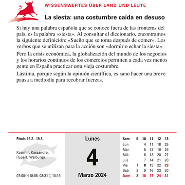 HARENBERG Abreisskalender Spanisch 2111100 DE, 12,5 X 16cm 2024