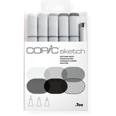 COPIC Marker Sketch 21075681 Set Sketching Greys, 6 Stück