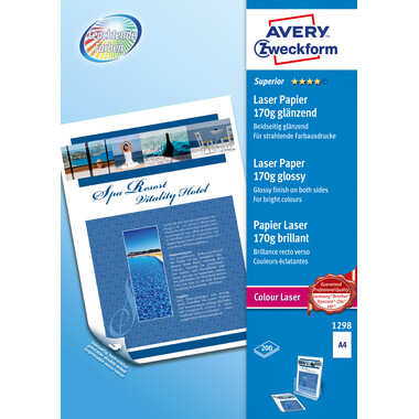 AVERY ZWECKFORM Laser Fotopapier A4 1298Z 170g, weiss 200 Blatt