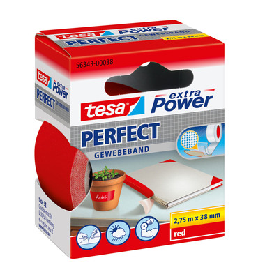 TESA Extra Power Perfect 2.75mx38mm 563430003 Ruban textil. rouge