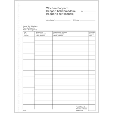 FAVORIT Wochen-Rapporte D/F/I A5 9307 OK Durchschreibepapier 50x2 Blatt