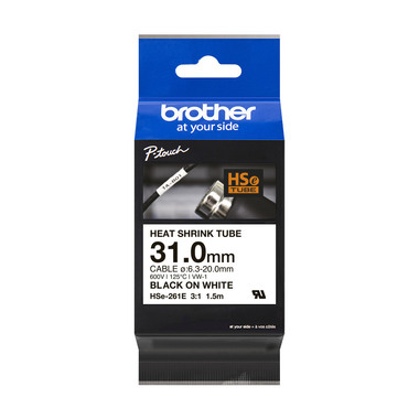 PTOUCH Heat-Shrink-Tube nero/bianco HSe-261E PT-E300/E550W 31mm