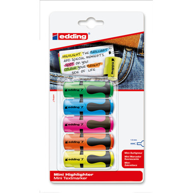 EDDING Textmarker Mini 1-3mm 7BLI-99 5 Farben ass.