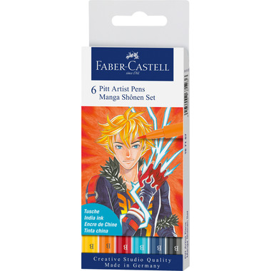 FABER-CASTELL Pitt Artist Pen Manga Shônen 167157 couleurs 6 pcs.