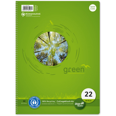 URSUS Collegeblock green A4 608570020 quadrillé 5mm, 70g 80 flls.