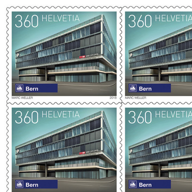 Briefmarken CHF 3.60 «Bern», Bogen mit 10 Marken Serie Schweizer Bahnhöfe, selbstklebend, ungestempelt