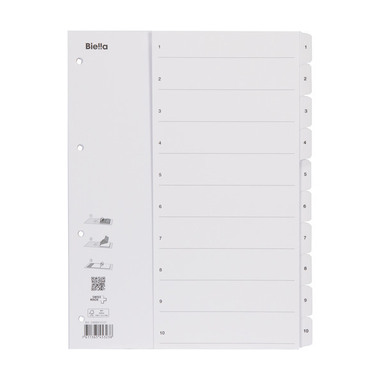 BIELLA Register Karton, SmartIndex A4 46941001U 1-10, weiss