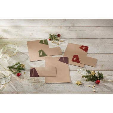 SIGEL Weihnachts-Umschl.-Set 11x22cm DU258 Cut-out style Kraftpapier