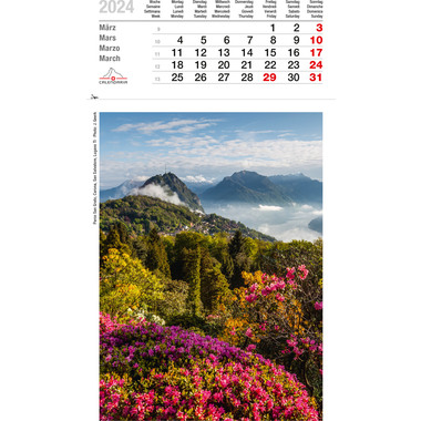 CALENDARIA Helvetia Schweiz 2024 43494639 D/F/I/E 16.5X23cm