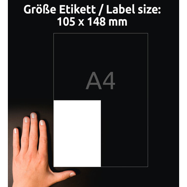 AVERY ZWECKFORM Etiketten Universal 105x148mm L7876-20 weiss, stark haftend 20 Blatt