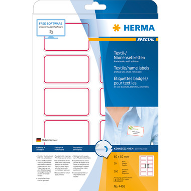 HERMA Namensetiketten 80x50mm 4405 weiss 200 Stk./20 Bl.