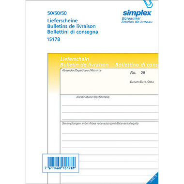 SIMPLEX Bolla di consegna D/F/I A5 15177 giallo/bianco 50x2 fogli